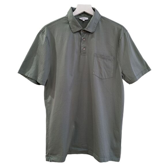 REISS Men's Elliot Egyptian Cotton Sage Green Pocket Polo T-Shirt Size XL - Picture 3 of 8
